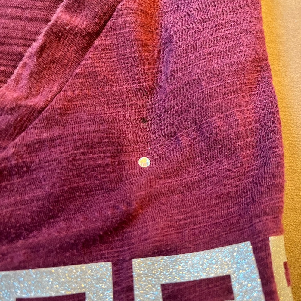 PINK Victoria's Secret Burgundy Tee with Silver Rhinestone Accents - Picture 6 of 6